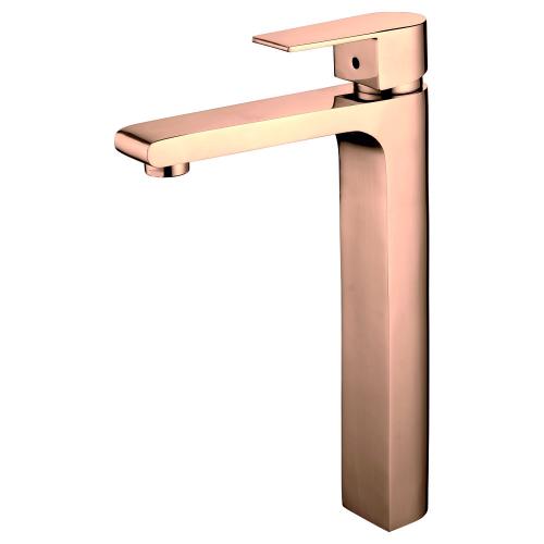 Single Lever Basin Mixer Jumbo with 600mm Long SS Braided Hose  Rose Gold